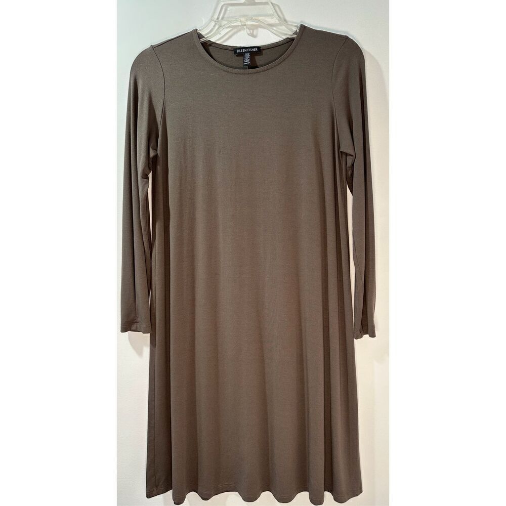 Eileen Fisher long sleeve olive green women’s dress size XXS. #44-1752